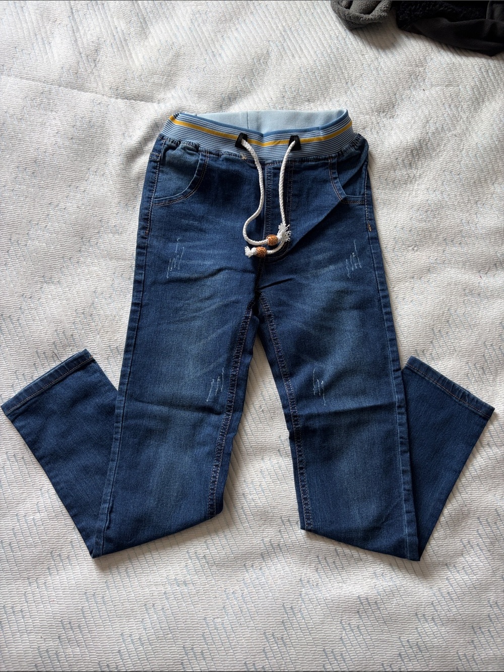 Men's Dark Blue Stretch Denim Jogger Jeans with Drawstring Waist